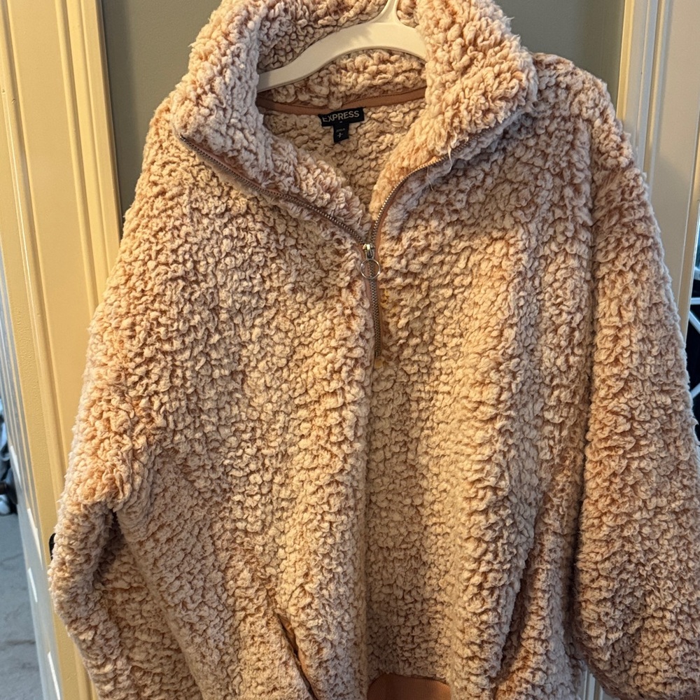 Express Women's Cozy Tan Teddy Jacket